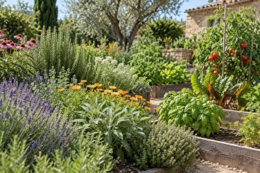 Asociar flores, aromáticas y hortalizas en un huerto jardín Asociar flores, aromáticas y hortalizas en un huerto jardín